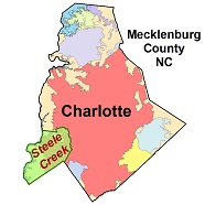 Map of Steele Creek in Mecklenburg County